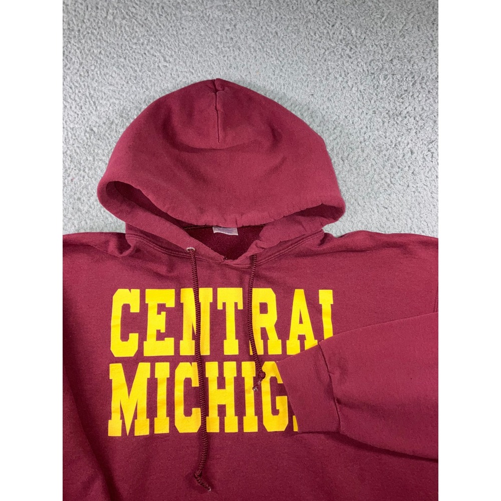 VTG Jerzees Hoodie Men XL Central Michigan University Maroon NuBlend Pullover